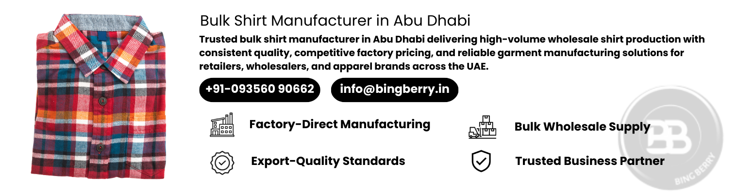 Premium wholesale shirts produced by bulk shirt manufacturer in Abu Dhabi